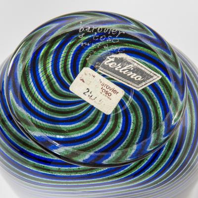  Barovier Toso Barovier Toso Murano Glass Vase in Colored Stripes 60s