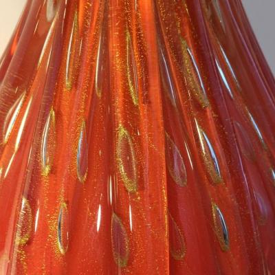  Barovier Toso Barovier Toso Orange Flex Bubbles Murano Glass Table Lamp 1960 Italy