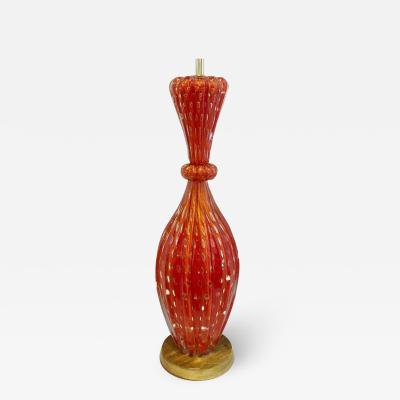  Barovier Toso Barovier Toso Orange Flex Bubbles Murano Glass Table Lamp 1960 Italy