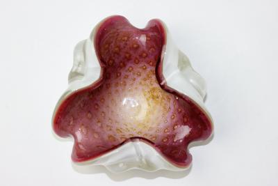  Barovier Toso Barovier Toso Rose Cased Art Glass Bowl with Gold Bullicante 1955 Italy