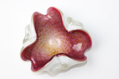  Barovier Toso Barovier Toso Rose Cased Art Glass Bowl with Gold Bullicante 1955 Italy