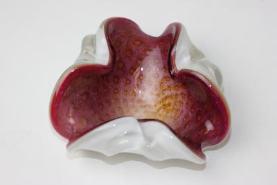  Barovier Toso Barovier Toso Rose Cased Art Glass Bowl with Gold Bullicante 1955 Italy