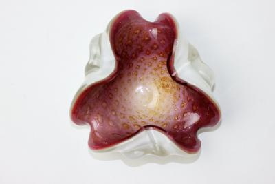  Barovier Toso Barovier Toso Rose Cased Art Glass Bowl with Gold Bullicante 1955 Italy