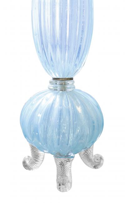  Barovier Toso Barovier Toso Stunning Monumental Hand Blown Blue Glass Table Lamp 1950s