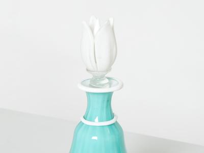  Barovier Toso Barovier Toso opal turquoise glass bottle flacone with stopper 1950