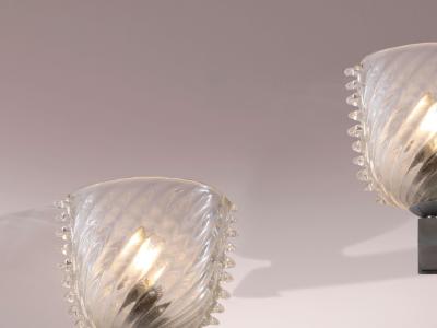  Barovier Toso Barovier Toso set of 3 glass and nickel plated brass wall lights Italy 1940s