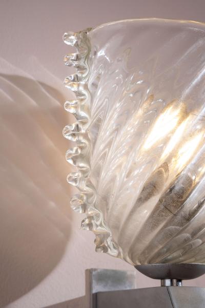  Barovier Toso Barovier Toso set of 3 glass and nickel plated brass wall lights Italy 1940s