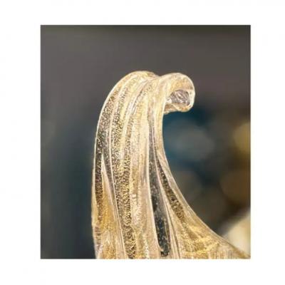  Barovier Toso Barovier and Toso Fluted Art Glass Vase with Avventurina 1950s