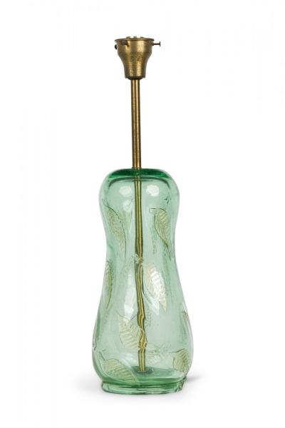  Barovier Toso Barovier and Toso Handblown Green Glass Fallen Leaf Art Nouveau Style Table Lamp