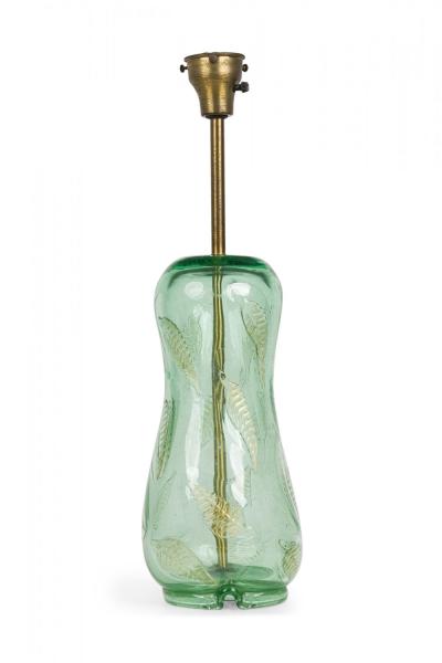  Barovier Toso Barovier and Toso Handblown Green Glass Fallen Leaf Art Nouveau Style Table Lamp