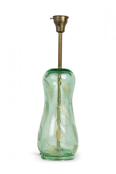  Barovier Toso Barovier and Toso Handblown Green Glass Fallen Leaf Art Nouveau Style Table Lamp