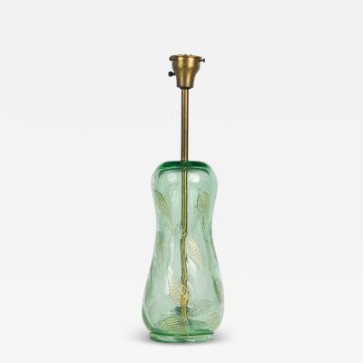  Barovier Toso Barovier and Toso Handblown Green Glass Fallen Leaf Art Nouveau Style Table Lamp