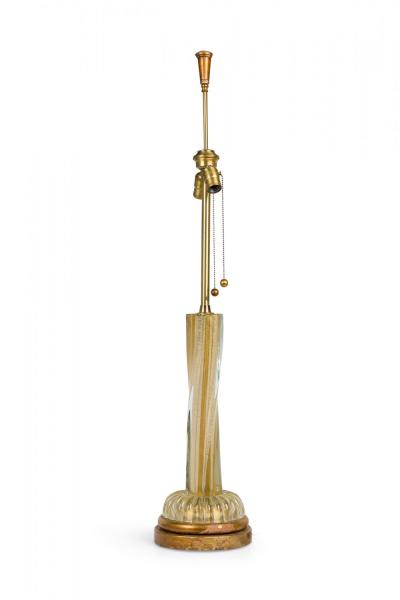 Barovier Toso Barovier and Toso Italian Glass Twisted Column Table Lamp on Giltwood Base