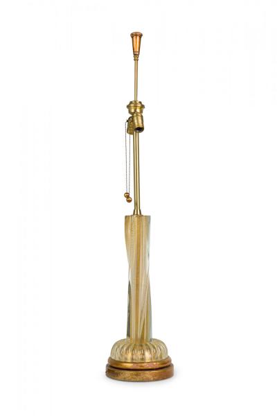  Barovier Toso Barovier and Toso Italian Glass Twisted Column Table Lamp on Giltwood Base