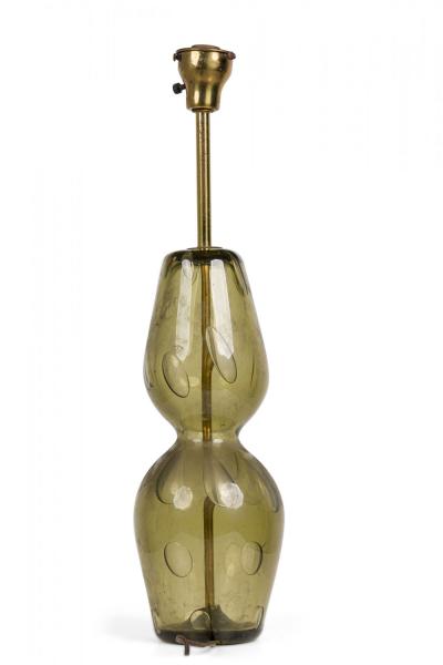  Barovier Toso Barovier and Toso Italian Handblown Green Glass Hourglass Form Table Lamp