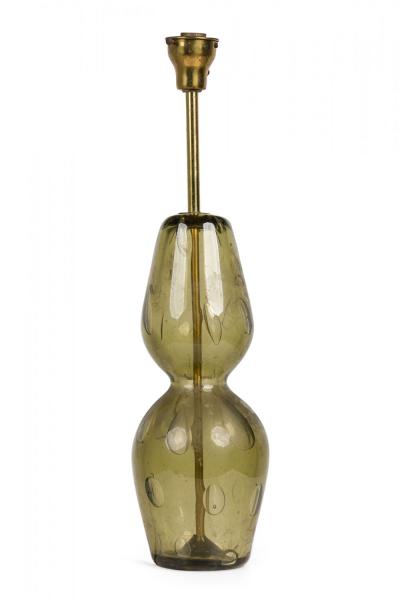  Barovier Toso Barovier and Toso Italian Handblown Green Glass Hourglass Form Table Lamp