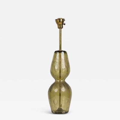  Barovier Toso Barovier and Toso Italian Handblown Green Glass Hourglass Form Table Lamp