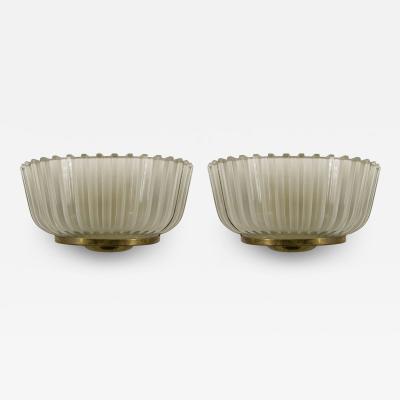  Barovier Toso Barovier et Toso Italian Mid Century Frosted Glass Wall Sconces