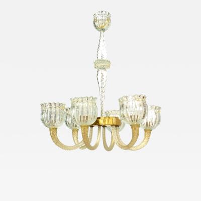  Barovier Toso Barovier et Toso Italian Murano Gold Dusted Bubble Glass Chandelier