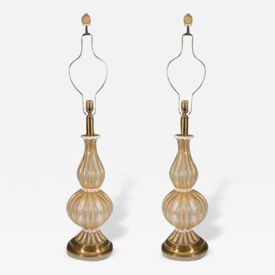  Barovier Toso Beautiful Pair of Barovier Toso Murano Glass Table Lamps
