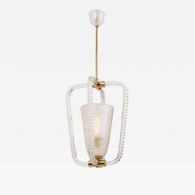  Barovier Toso Blown Glass Pendant Lantern by Barovier Toso Italy 1940s