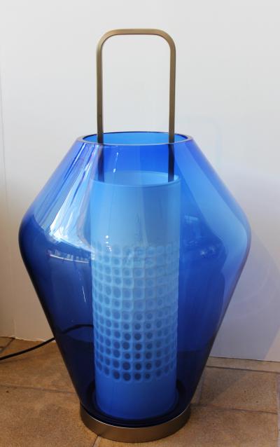  Barovier Toso Blue Lanterna Lamp by Barovier Toso