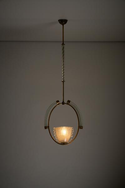  Barovier Toso Brass and Murano Glass Pendant by Barovier Toso 1930s
