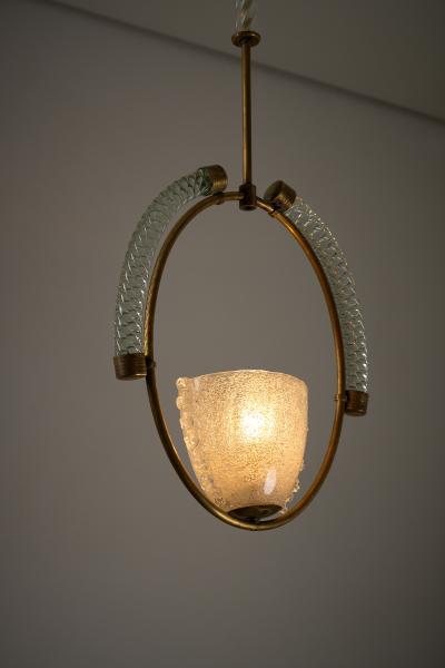  Barovier Toso Brass and Murano Glass Pendant by Barovier Toso 1930s