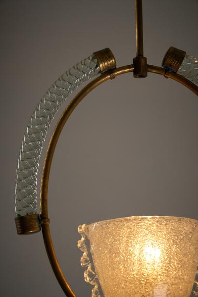  Barovier Toso Brass and Murano Glass Pendant by Barovier Toso 1930s