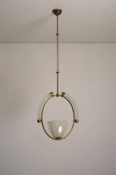  Barovier Toso Brass and Murano Glass Pendant by Barovier Toso 1930s