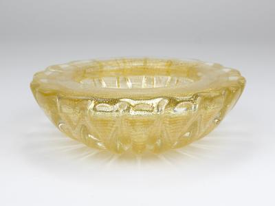  Barovier Toso Ercole Barovier Toso Cordonato D oro Golden Murano Glass Bowl Italy 1960s