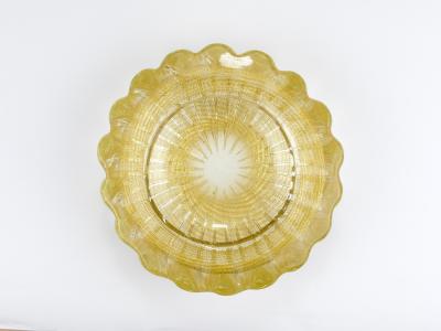  Barovier Toso Ercole Barovier Toso Cordonato D oro Golden Murano Glass Bowl Italy 1960s
