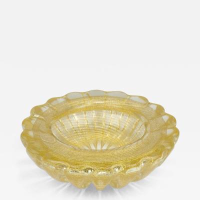  Barovier Toso Ercole Barovier Toso Cordonato D oro Golden Murano Glass Bowl Italy 1960s