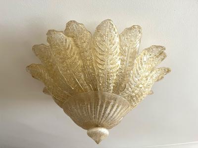  Barovier Toso Golden Murano Glass Flush Mount Ceiling Light by BAROVIER TOSO Italy 2002