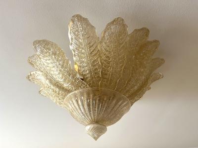 Barovier Toso Golden Murano Glass Flush Mount Ceiling Light by BAROVIER TOSO Italy 2002