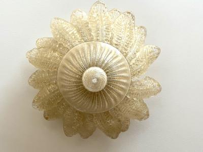  Barovier Toso Golden Murano Glass Flush Mount Ceiling Light by BAROVIER TOSO Italy 2002