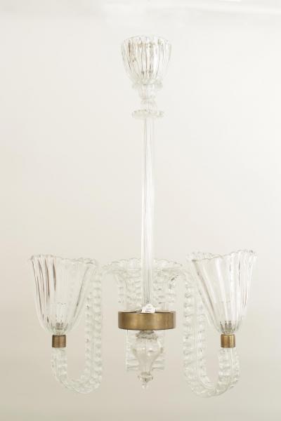 Barovier Toso Italian 1940 Clear Glass Chandelier