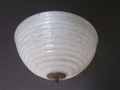  Barovier Toso Italian Mid Century Murano White Pugeloso Glass Flush Mount Pendant by Barovier