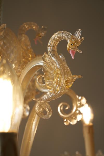  Barovier Toso Italian Murano Glass Six Arm Chandelier with Seahorse Motifs circa 1900