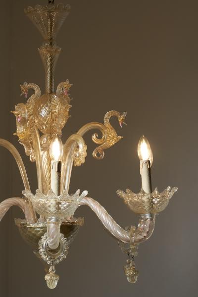  Barovier Toso Italian Murano Glass Six Arm Chandelier with Seahorse Motifs circa 1900