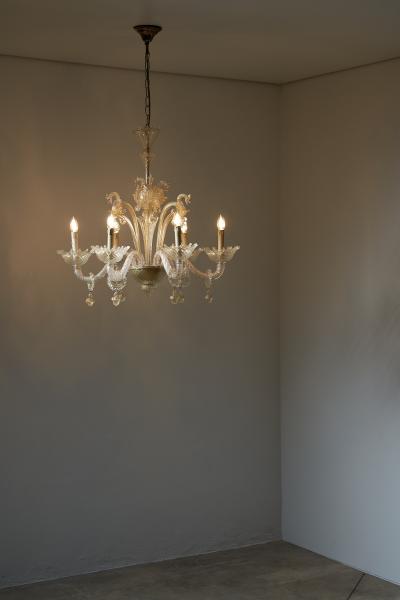  Barovier Toso Italian Murano Glass Six Arm Chandelier with Seahorse Motifs circa 1900