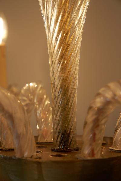  Barovier Toso Italian Murano Glass Six Arm Chandelier with Seahorse Motifs circa 1900