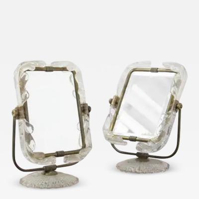  Barovier Toso Italian Table Mirror Vanity with Brass Photo Frames by Barovier and Toso