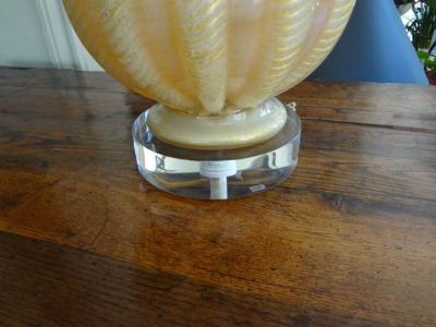 Barovier Toso Large Gold Murano Glass Lamp by Barovier