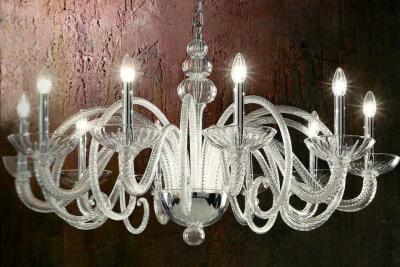 Barovier Toso Large Italian MId Century Modern Ten Arm Murano Venetian Glass Chandelier