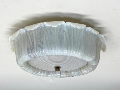 Barovier Toso Large Mid Century Murano Glass Flush Mount Chandelier by Barovier e Toso 1940