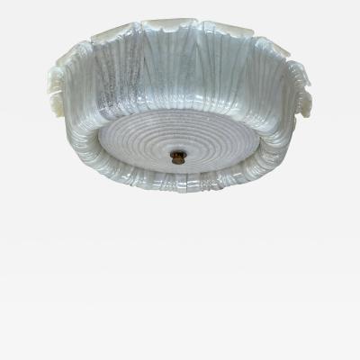  Barovier Toso Large Mid Century Murano Glass Flush Mount Chandelier by Barovier e Toso 1940