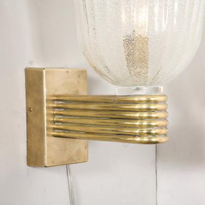  Barovier Toso Mid Century Hand Blown Murano Fluted Pulegoso Glass Sconce by Barovier Toso