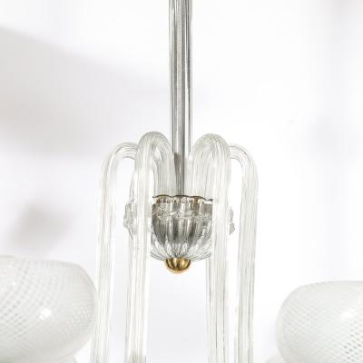 Barovier Toso Mid Century Hand Blown Murano Glass Six Arm Chandelier by Barovier Toso