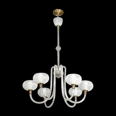 Barovier Toso Mid Century Hand Blown Murano Glass Six Arm Chandelier by Barovier Toso